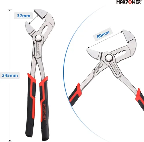 Miniatura 2 de MAXPOWER Llave de alicates de 10 pulgadas, botón de ajuste rápido, apertura máxima de mandíbula de 1.260 in