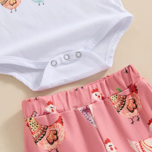 Miniatura 133 de Sejardin Ropa de verano para bebé y niña, recién nacida, manga corta, con letras, mameluco elástico con diadema