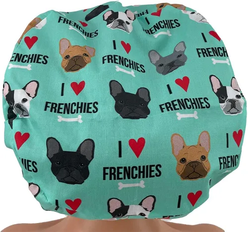 Miniatura 5 de Gorra de estilo europeo sin cinta I Love Bulldogs franceses. Sombrero de frotar para mujeres y hombres Gorra de trabajo con soporte. Sombreros