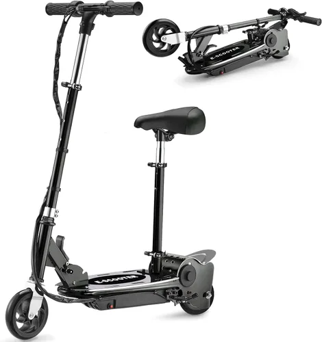 Zupapa Scooter eléctrico con asiento para niños de 6 a 12 años, neumático de 6 pulgadas, hasta 10 mph y 70 minutos de tiempo de conducción, para