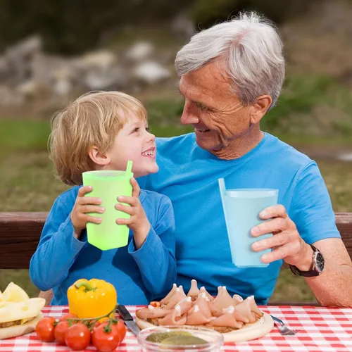 Miniatura 8 de EXCEART Vasos para sorber de color caramelo para niños, paquete de 4 vasos con pajita para niños pequeños, vasos de agua reutilizables de gran