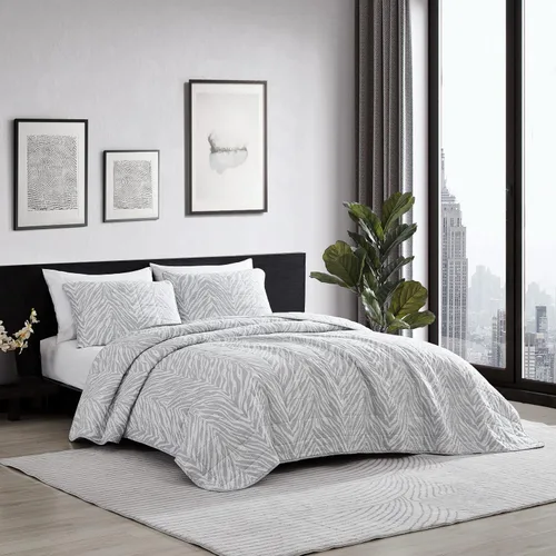 Miniatura 3 de Kenneth Cole New York - Juego de edredón tamaño Queen, juego de ropa de cama reversible de algodón, decoración del hogar para todas las estaciones
