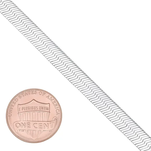 Miniatura 3 de 3mm-14mm Solid .925 Sterling Silver Flat Herringbone Chain Necklace or Bracelet