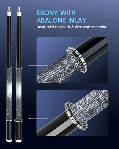 Miniatura 5 de KONLLEN 2.0 Carbon Fiber Pool Cue, Low Deflection Shaft with Pro Taper, Ebony Inlay Design, 12.5mm / 11.8mm Tip, Adjustable Weight System 003