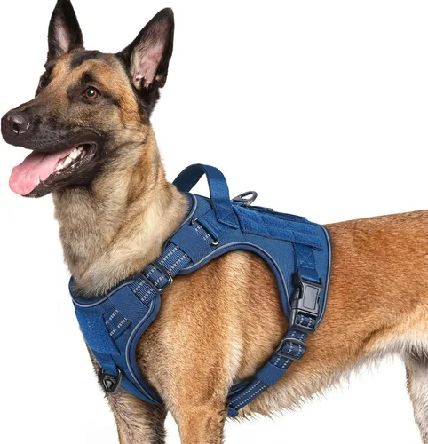 Miniatura 24 de rabbitgoo - Arnés para perros pequeño sin tirones, chaleco táctico de servicio con Molle y asa de control, arnés militar ajustable y reflectante