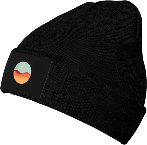 Miniatura 6 de AbLaTe-Two-Suns-Beanie-Hats, Black Knit Beanie Cap Winter Hat for Men Women