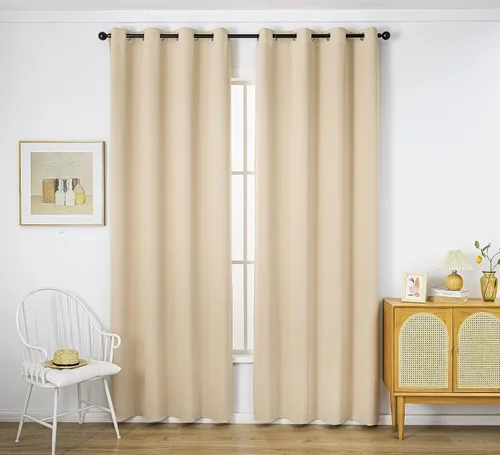 Miniatura 106 de PI Cortinas opacas para dormitorio, tratamiento de ventana con aislamiento térmico de anillo superior, cortinas oscurecedoras de habitación