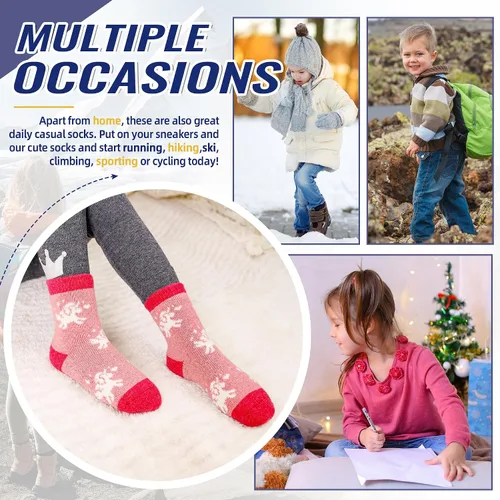 Miniatura 114 de Eocom 6 pares de calcetines de invierno cálidos de lana para niños y niñas