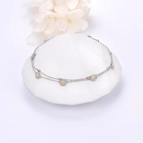 Miniatura 2 de Ladytree Tobilleras de plata de ley 925 ajustables con cuentas de pie para mujer, tobilleras, joyería de regalo de cumpleaños para adolescentes
