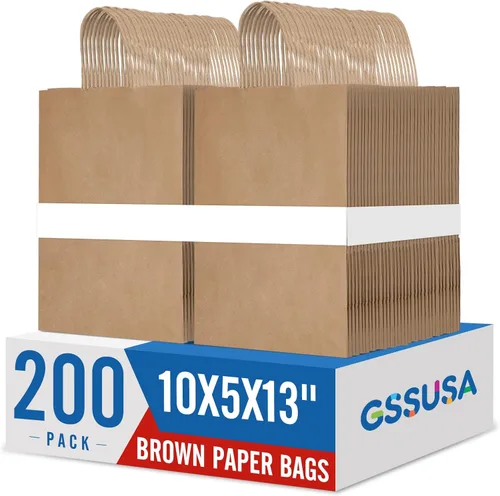 Miniatura 18 de GSSUSA Bolsas de regalo negras de 5.25 x 3.75 x 8 pulgadas, 100 unidades, bolsa para el día de San Valentín, bolsas de papel negro con asas a