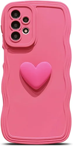 Miniatura 13 de Funda para Samsung Galaxy S22 para mujer, linda funda Kawaii 3D Love Heart color sólido rizado ondulado lente de cámara cubierta a prueba de golpes