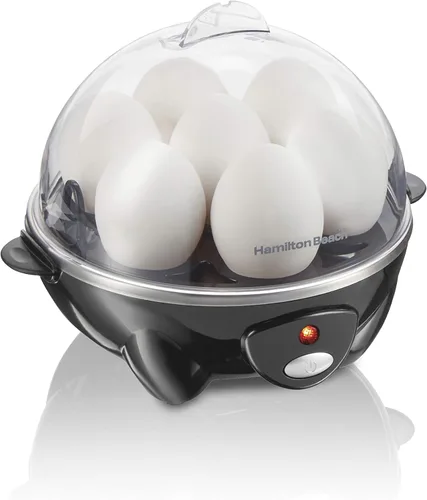Hamilton Beach Cocedor de Huevos Eléctrico 3 en 1 para Huevos Duros, Huevos Escalfados, Preparador de Omelets y Vaporizador de Verduras, Capacidad