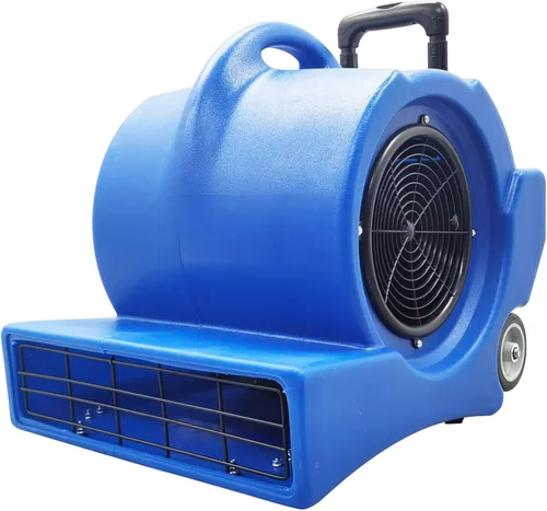 INTBUYING Ventilador de aire de 3 velocidades secador de alfombras 1.2 HP resistente, potente flujo máximo 5700 CFM, ventilador de piso azul 110 V