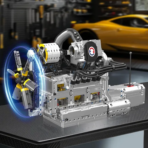 Miniatura 2 de Mould King 10214 Juego de construcción de modelo de motor de transmisión de 4 velocidades, proyecto de montaje mecánico de 2177 piezas con caja