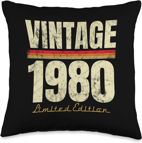 Retro Est 1980 Limited Edition Born in 1980 Gifts 44 cumpleaños Vintage 44 años Est 1980 LimitedEdition - Almohada de 16 x 16 pulgadas, multicolor