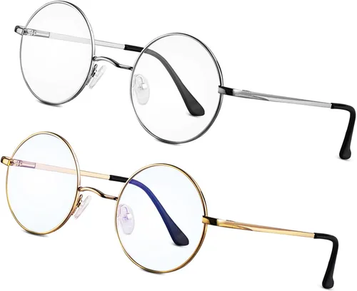 Miniatura 11 de Brigtlaiff - Lentes redondos con bloqueo de luz azul para hombres y mujeres, anteojos para computadora, juegos y TV, antifatiga ocular con marco