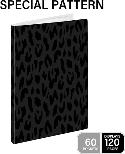 Miniatura 3 de Carpeta con fundas de plástico, 60 bolsillos para libros de presentación, 8.5x11 de visualización, carpeta de portafolio de 120 páginas con Negro-d2c
