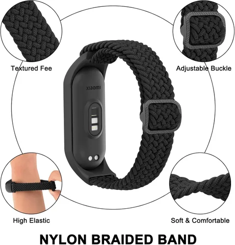 Miniatura 3 de Paquete de 2 correas de nailon para Xiaomi Mi Band 7/6/5/4/3, correas de repuesto de nailon trenzado suave Solo