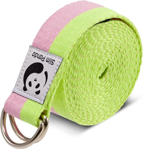 Miniatura 17 de Correa de yoga Slim Panda para estiramiento, Correa de yoga de algodón con hebilla ajustable en forma de D, Correa de yoga no elástica para pilates
