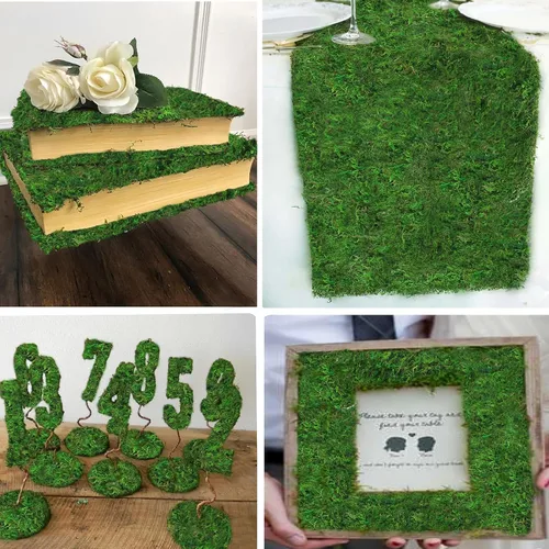Miniatura 3 de FAICOIA Camino de mesa de musgo, rollo de musgo verde para jardines de hadas, decoración de mesa de bosque, musgo seco para manualidades, 16 x 118