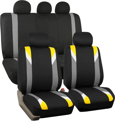 Miniatura 14 de FH Group - Fundas de tela para asientos delanteros bajos de auto con reposacabezas extraíble, ajuste universal, compatible con bolsa de aire