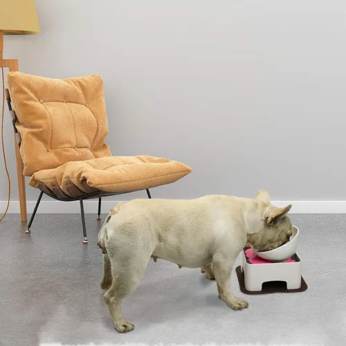 Miniatura 2 de Cuenco elevado de cerámica para perros, juego de cuencos elevados ajustables para perros y gatos, antideslizante, plato de alimentación de mascotas