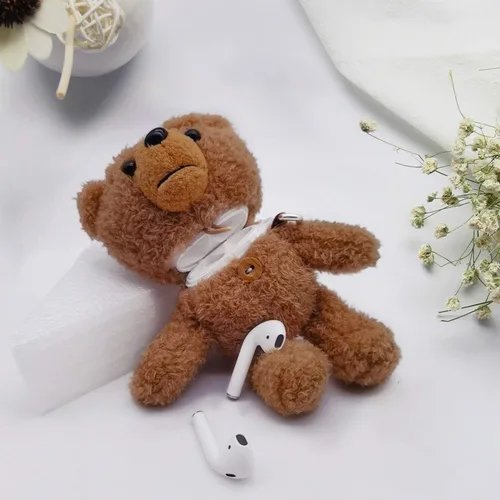 Miniatura 4 de Guppy Compatible con AirPods Pro Funda de piel para niñas 3D lindo oso de peluche peluche mullido cálido estuche de transporte suave funda