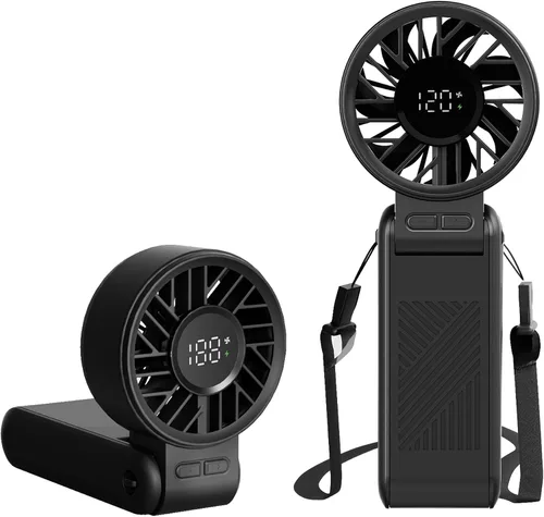 Ventiladores personales portátiles recargables - Mini ventilador de mano plegable con 120 velocidades, pantalla LED y tipo C, ventilador 3 en 1 de