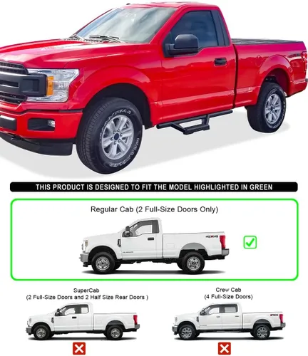 Miniatura 2 de APS Drop Steps - Estribos compatibles con Ford F-150 2015-2026 Regular Cab y F-250 / F-350 Super Duty 2017-2026 Estribos laterales de acero