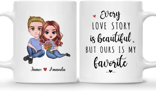 Miniatura 14 de Gossby Taza personalizada para parejas, regalo personalizado para esposa, novia, marido, novio con diseño, nombre, año, San Valentín, aniversario