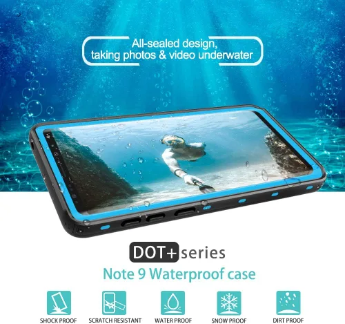 Miniatura 5 de LEMAXELERS Diseñada para Galaxy Note 9, funda impermeable con protector de pantalla integrado [IP68 bajo el agua]