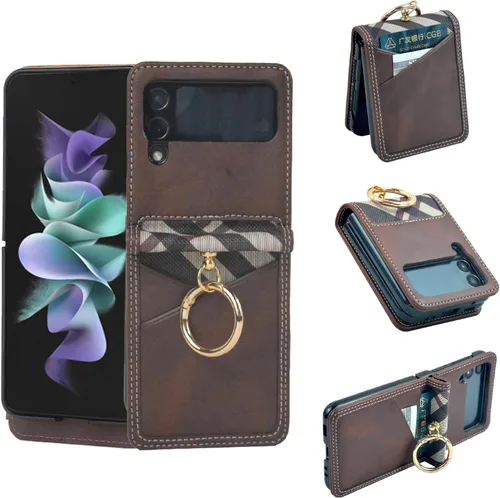 Asuwish Funda para teléfono Samsung Galaxy Z Flip 4 5G 2022 con anillo cruzado correa con cordón para tarjeta de crédito, ranura para celular ZFlip4