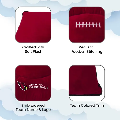 Miniatura 3 de NFL PET Bed - Cama de almohada de felpa suave y acogedora de Arizona Cardinals. Cama de fútbol para perros. Cama de colchón deportivo cálido