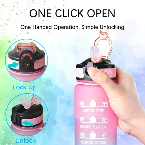 Miniatura 5 de Sea Turtle - Botella de agua con pajilla, a prueba de fugas, correa de transporte, sin BPA, botella de agua deportiva motivacional de 32 onzas