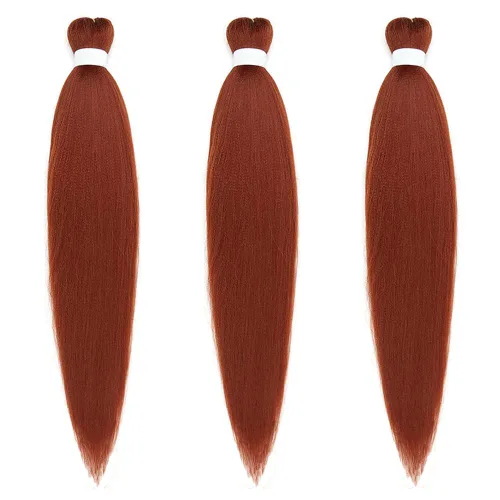 Ginger Braiding Hair Pre Stretched #350 Easy Braids Yaki Texture Professional Synthetic Braiding Hair 30 Inches Hot Water Setting for Box Crochet