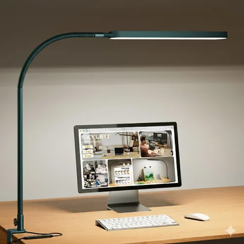Miniatura 20 de SKYLEO Lámpara de escritorio LED - Luz de escritorio de 33.5 pulgadas - Cuello de cisne flexible - 5 modos de color x 11 niveles de brillo - 1300LM