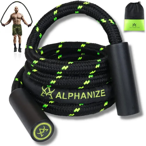 Cuerda de saltar pesada para fitness de 3 libras, cuerda de saltar con peso con 360 asas giratorias, entrenamiento de cuerpo completo para hombres y