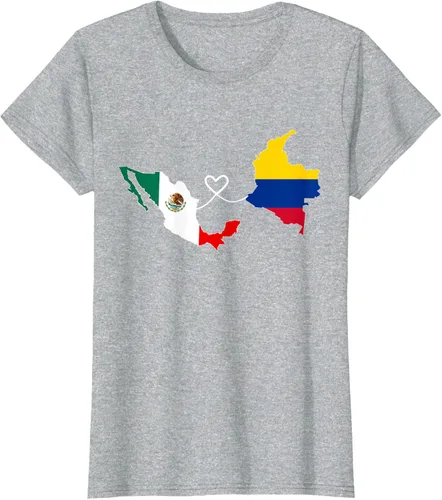 Miniatura 29 de Camiseta Half Colombian Half Mexican Flag Map DNA Mexico Colombia
