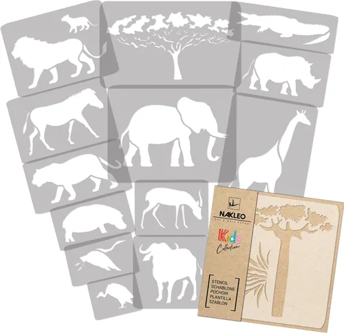 Miniatura 19 de NAKLEO Juego de plantillas de pintura para niños, 14 plantillas de 3.5 x 4.7 pulgadas a 9.1 x 13.4 pulgadas, plantas de otoño, plantillas de dibujo