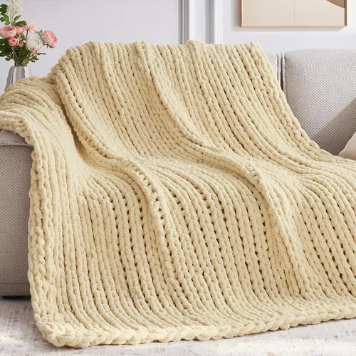 Miniatura 21 de Negwoo - Manta de punto grueso, de felpilla, para cama y sofá, manta de ganchillo hecha a mano, grande y gruesa, lavable a máquina, bonita y cómoda
