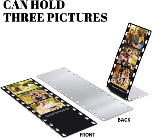Miniatura 2 de Marco de fotos con tira de película personalizada, nombres y texto, rollo de cámara personalizado retro de aluminio, regalo de imagen con logotipo