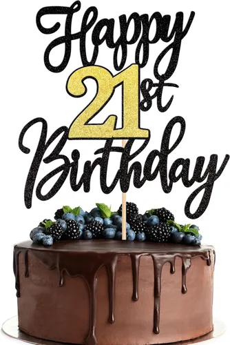 Miniatura 28 de 1 pieza de decoración para pastel de feliz cumpleaños número 30, negro dorado con purpurina, brindis por 30 años, palillo para pastel de cumpleaños