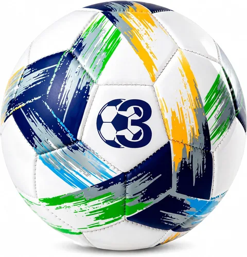 Miniatura 10 de Balón de fútbol tamaño 5, tamaño 4, tamaño 3, desinflado, brillante bola de práctica tricolor para niños y niñas de 4 a 8 años, 8 a 12 años, 12
