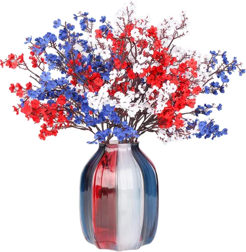 Miniatura 26 de JAKY-Global - Flores velo de novia artificiales, tela de seda, 6 ramos de plantas falsas europeas para decoración de bodas, ramos de tacto real, Azul