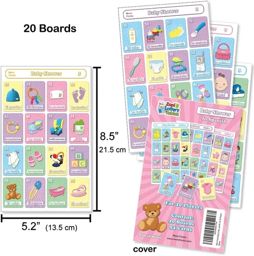 Miniatura 2 de More Fiesta Baby Shower Bingo en español, para 20 jugadores