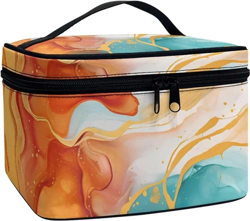 Miniatura 38 de Flashideas Bolsa de maquillaje para cosméticos Almacenamiento vertical Bolsa de maquillaje de viaje de gran capacidad, Caballo Azteca 1