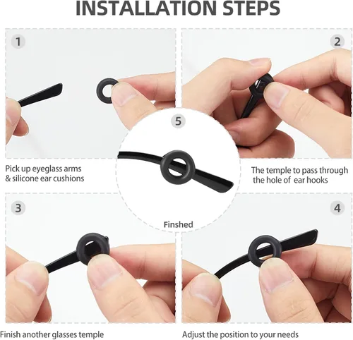Miniatura 3 de Cojín de oreja para gafas, soporte de vidrio, agarre para las orejas, almohadillas de silicona antideslizantes para anteojos, ganchos para las 12