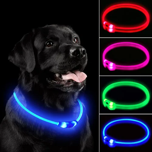 Miniatura 9 de NOVKIN Collar de perro con luz LED, collar de perro con luz recargable, luces para perros impermeables IP67 para caminar por la noche, collar de Rojo