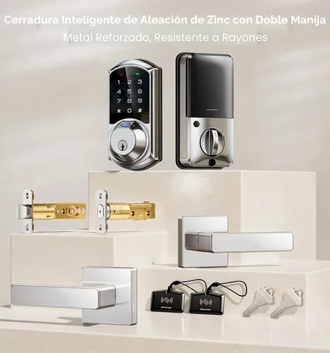 Miniatura 14 de Veise VE07-L - Cerraduras inteligentes con control de aplicación de huellas dactilares con asas de aleación de zinc de alta resistencia, entrada sin