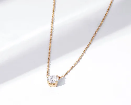 Miniatura 4 de Tienda Collection Sterling Silver Solitaire Pendant Necklace with Round Cut Infinite Elements Cubic Zirconia Round Solitaire Pendant